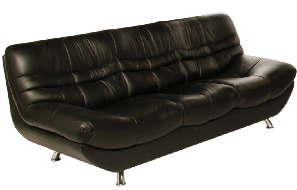 Carmen Leather Settee 3 Seater Black - Click Image to Close